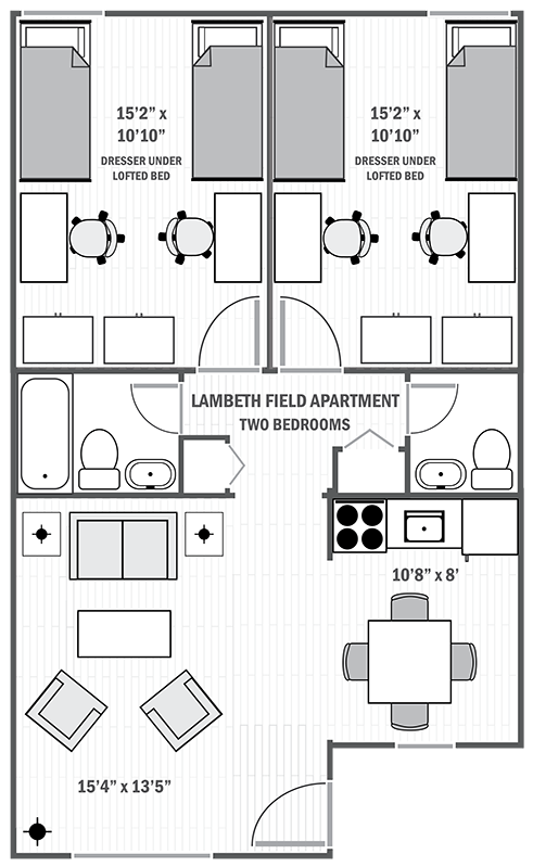 Lambeth Apartments two-bedroom sample floor plan
