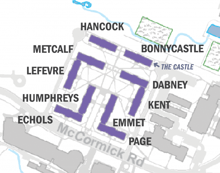McCormick Road Hall-Style buildings map