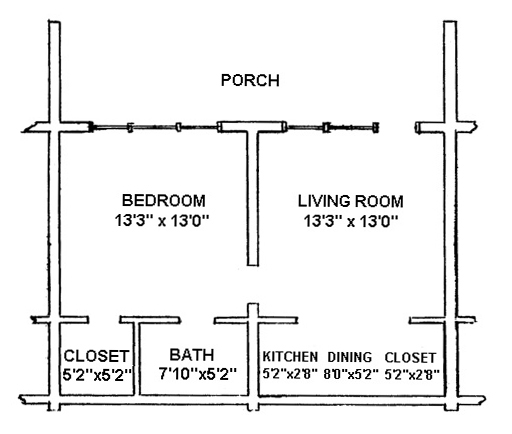 Piedmont Apartments one-bedroom sample floor plan