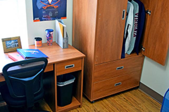 Desk and wardrobe